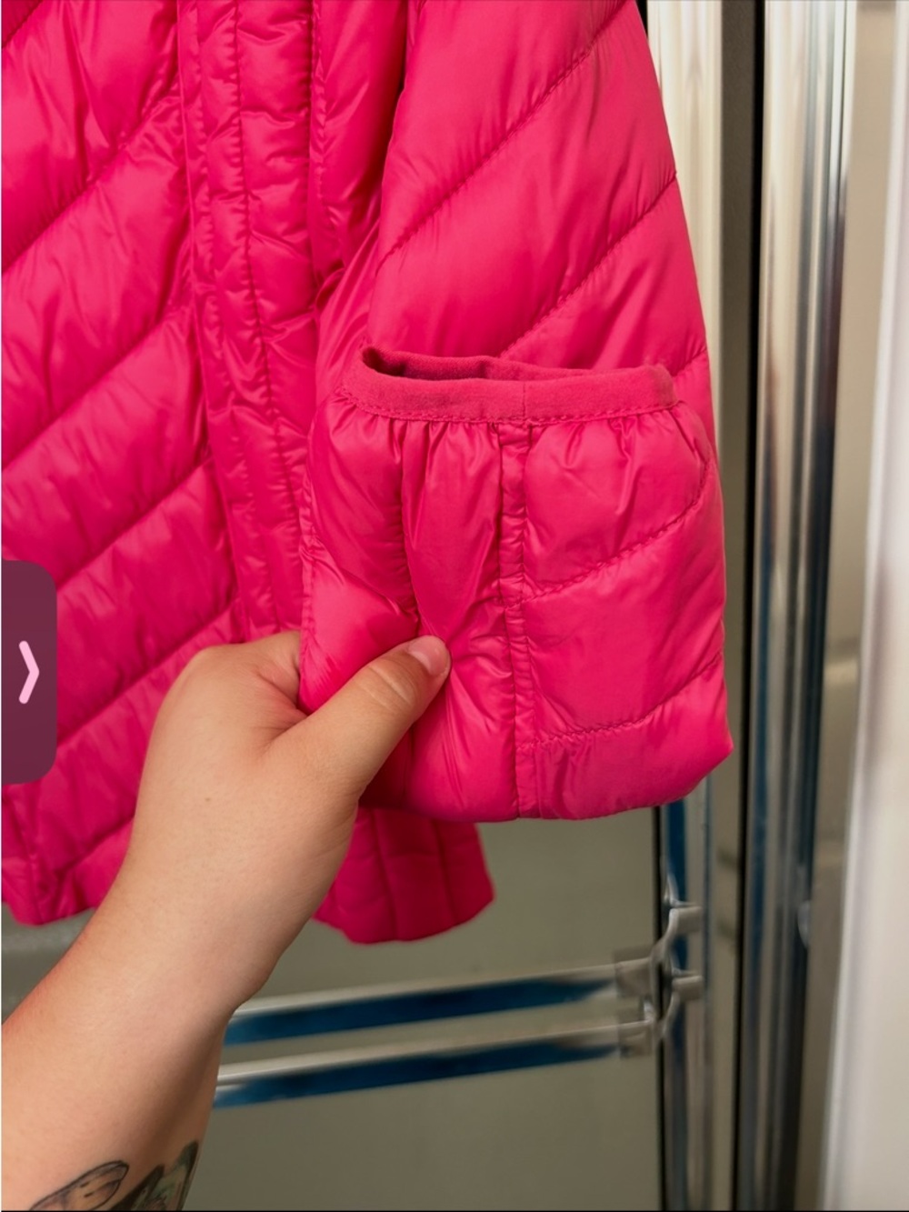 MICHAEL Michael Kors Hot Pink Chevron Quilted Packable Jacket - Picture 3 of 3